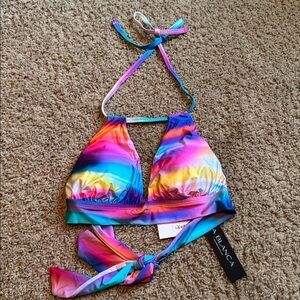 La Blanca Vibrant Multicolor Halter Bikini Top